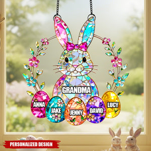 Personalized Easter Bunny Suncatcher - Custom Family Name Bunny Keepsake