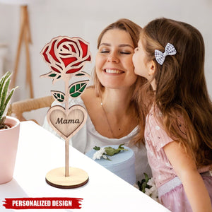Personalized Wooden Rose desktop decor - Mother's Day Gift
