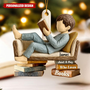 Personalized Reading Ornament – Just a Boy/Girl Who Loves Books