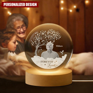 Personalized Photo Crystal Ball Lamp - Memorial Gift for Loss of Loved One