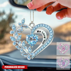 Personalized Mom Heart Butterfly Car Ornament - Mother's Day Gift