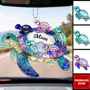 Personalized Sea Turtle Mom Car Ornament - Mother's Day Gift for Her