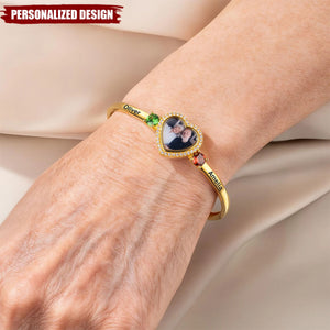 Personalized Heart Photo Birthstone Bracelet — Custom Name & Picture Bracelet