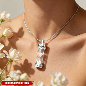 Personalized Hourglass Urn Necklace for Ashes - Custom Engraved Memorial Jewelry