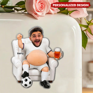 Personalized Funny Soccer Fan Man Custom Photo Acrylic Fridge Magnet