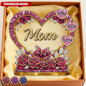 Personalized Heart Acrylic Plaque with Custom Family Names-Gift For Mom & Grandma