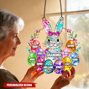 Personalized Easter Bunny Suncatcher - Custom Family Name Bunny Keepsake