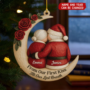 Personalized “From Our First Kiss to Our Last Breath” Christmas Couple Ornament – Custom Names & Year