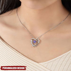 Personalized Heart Birthstone Necklace - Mother‘s Day Gift For Mom, Grandma