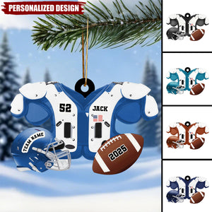 Football Christmas Ornament 2025 – Personalized Name, Team & Number