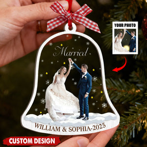 Custom Wedding Bell Ornament – Your Photo, Names & Date | Perfect Married or Engaged Keepsake