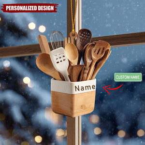 Personalized Kitchen Utensil Ornament – Custom Name Chef Gift