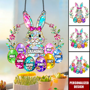 Personalized Easter Bunny Suncatcher - Custom Family Name Bunny Keepsake