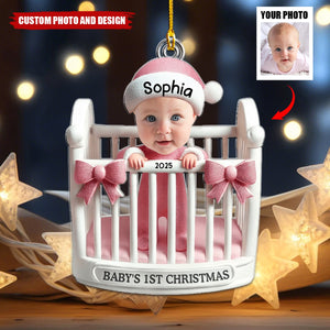 Personalized Baby’s 1st Christmas Photo Ornament – Custom Name & Year Keepsake