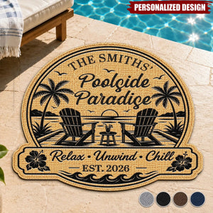 Personalized Poolside Doormat Tropical Pool Patio Welcome Mat