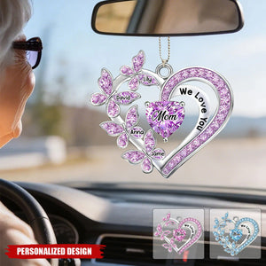 Personalized Mom Heart Butterfly Car Ornament - Mother's Day Gift