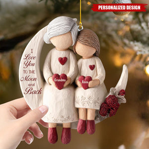 Custom Grandma & Granddaughter Keepsake β Christmas Moon Ornament