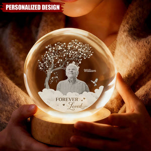 Personalized Photo Crystal Ball Lamp - Memorial Gift for Loss of Loved One
