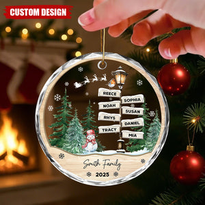Personalized Family Name Street Sign Glass Christmas Ornament – Custom 2025 Holiday Keepsake