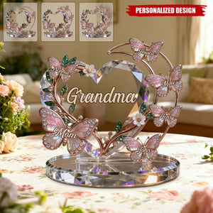 Personalized Butterfly Heart Plaque - Gift For Grandma, Mom