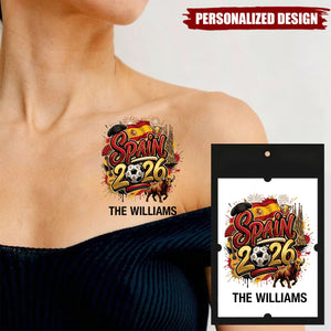 Personalized 2026 World Cup Country Tattoos - Custom Name