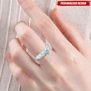 Personalized Double Heart Birthstone Ring — Perfect Valentine’s Day Gift for Her
