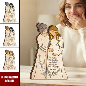 Personalized Mother & Pregnant Daughter Wooden plaque - Custom Names