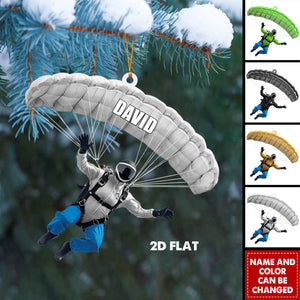 Personalized Skydiver Christmas Ornament – Custom Name & Color