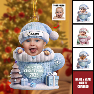Personalized Baby’s 1st Christmas Ornament – Custom Photo & Name Gift