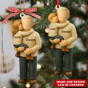 Personalized Grandpa & Child Hug Ornament – Custom Names & Figure Styles