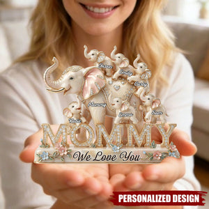 Personalized Mommy Elephant Family Ornament - Gifts For Mom, Grandma