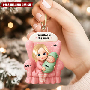 New Baby Arrival Keepsake – Personalized Big Sister/Brother Ornament 2025