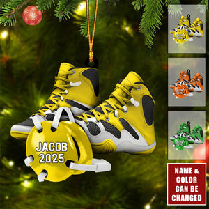 Personalized Wrestling Shoes Ornament – Custom Name & Color Sports Christmas Gift 2025