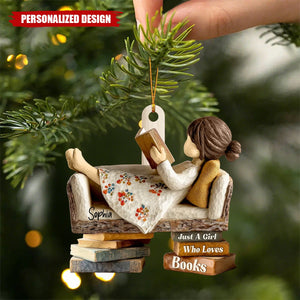 Personalized Reading Ornament – Just a Boy/Girl Who Loves Books