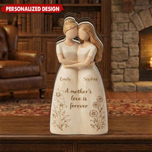 Personalized Mother & Daughter Hugging Wooden plaque - Custom Names Forever Love Gift