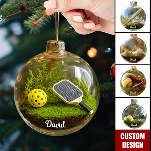 Personalized Sports Ball Glass Ornament – Custom Name Gift for Athletes & Fans