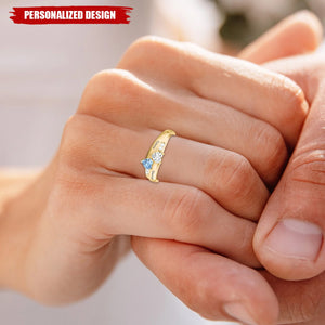 Personalized Double Heart Birthstone Ring — Perfect Valentine’s Day Gift for Her