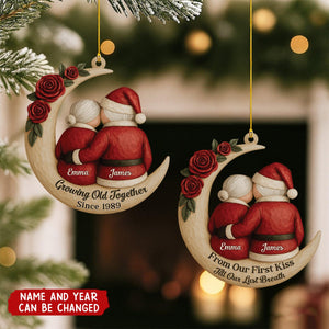 Personalized “From Our First Kiss to Our Last Breath” Christmas Couple Ornament – Custom Names & Year