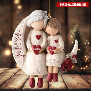 Custom Grandma & Granddaughter Keepsake β Christmas Moon Ornament