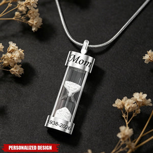 Personalized Hourglass Urn Necklace for Ashes - Custom Engraved Memorial Jewelry