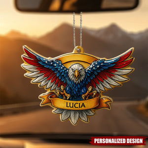 Personalized Eagle Car Hanging Ornament β Custom Name Patriotic Rearview Mirror Decor