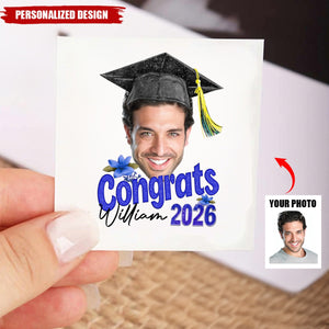 Personalized Graduation Face Temporary Tattoo - Congrats, Graduation Senior Tattoo Gift