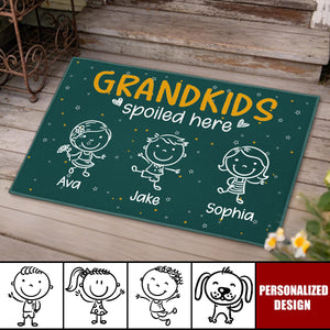 Personalized Grandkids Spoiled Here Doormat - Custom Name Grandparent Gift