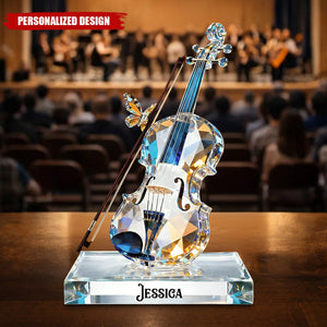 Personalized Crystal-Style Violin Plaque — Custom Name Music Lover Gift