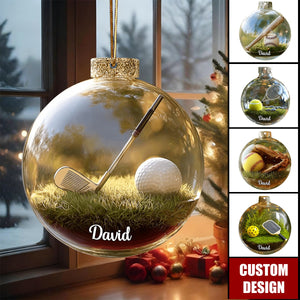 Personalized Sports Ball Glass Ornament – Custom Name Gift for Athletes & Fans