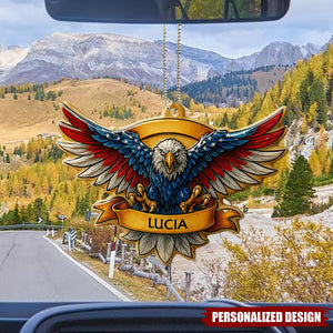 Personalized Eagle Car Hanging Ornament β Custom Name Patriotic Rearview Mirror Decor
