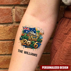 Personalized 2026 World Cup Country Tattoos - Custom Name