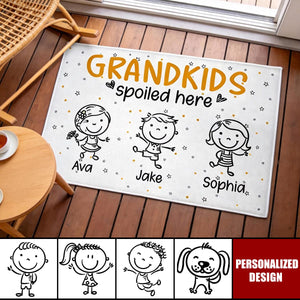 Personalized Grandkids Spoiled Here Doormat - Custom Name Grandparent Gift