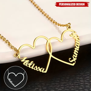 Personalized Interlocking Heart Name Necklace - A Holiday Gift for Friends And Family