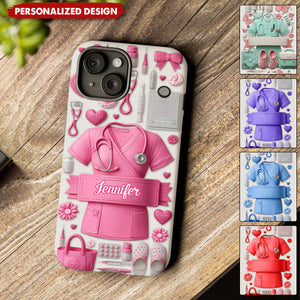 Personalized Nurse Uniform Phone Case – Custom Name Medical Worker Gift
